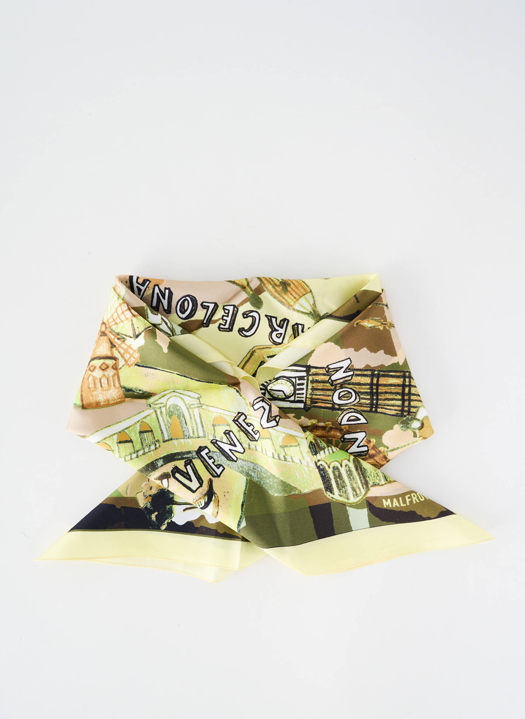 Foulard effet matière satinée vert MALFROY femme