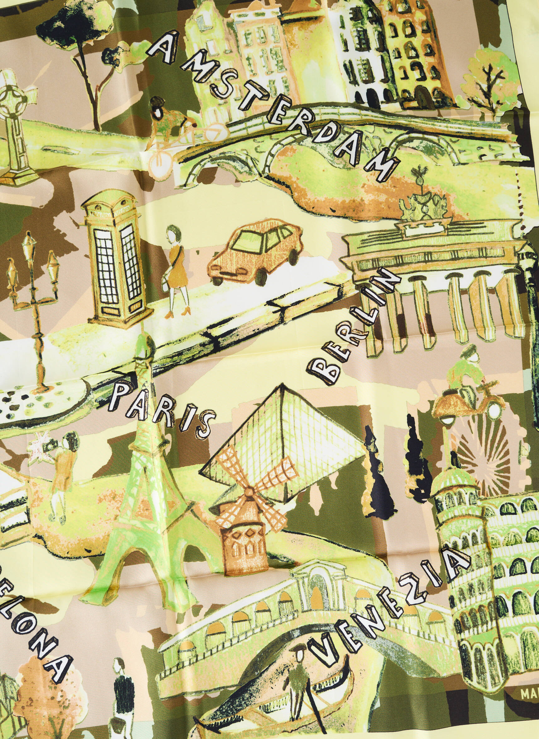 Foulard effet matière satinée vert MALFROY femme