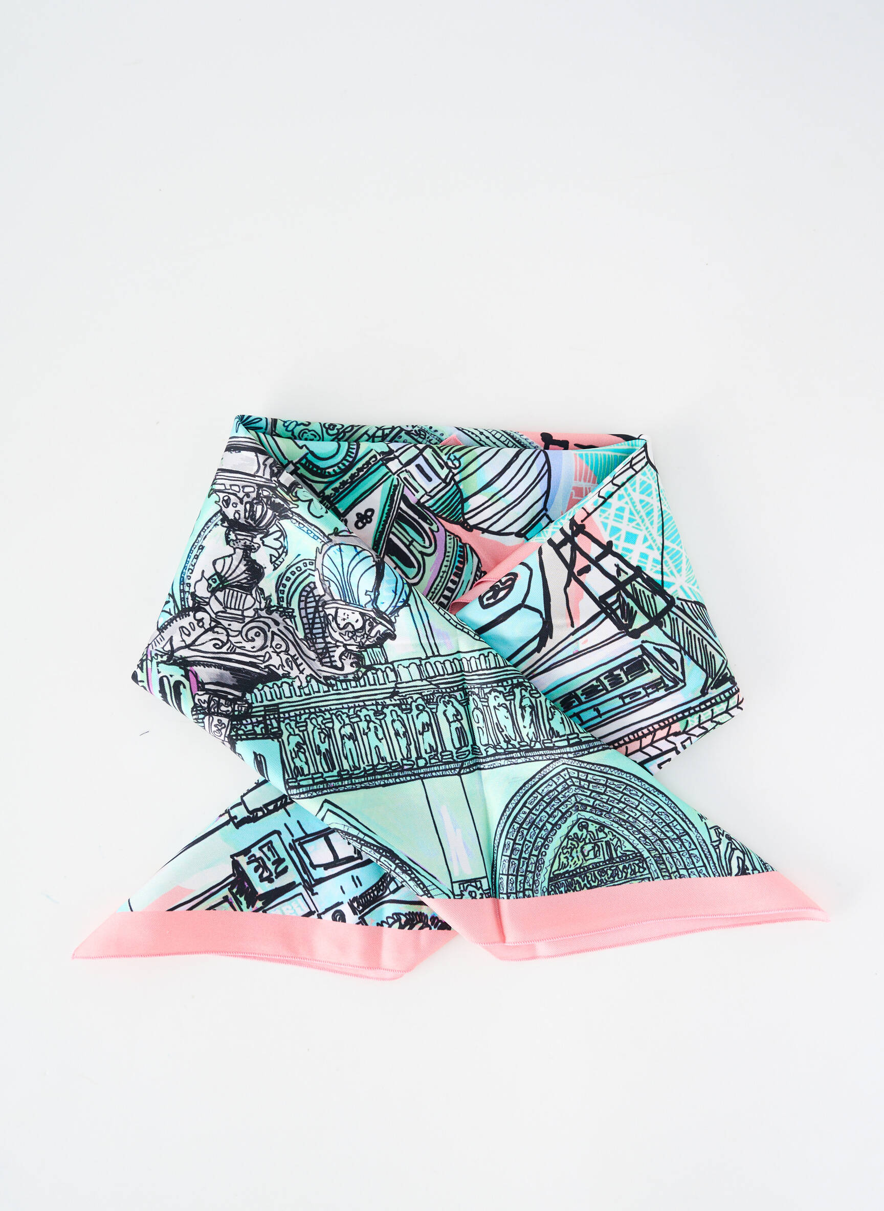 Foulard effet matière satinée bleu MALFROY femme