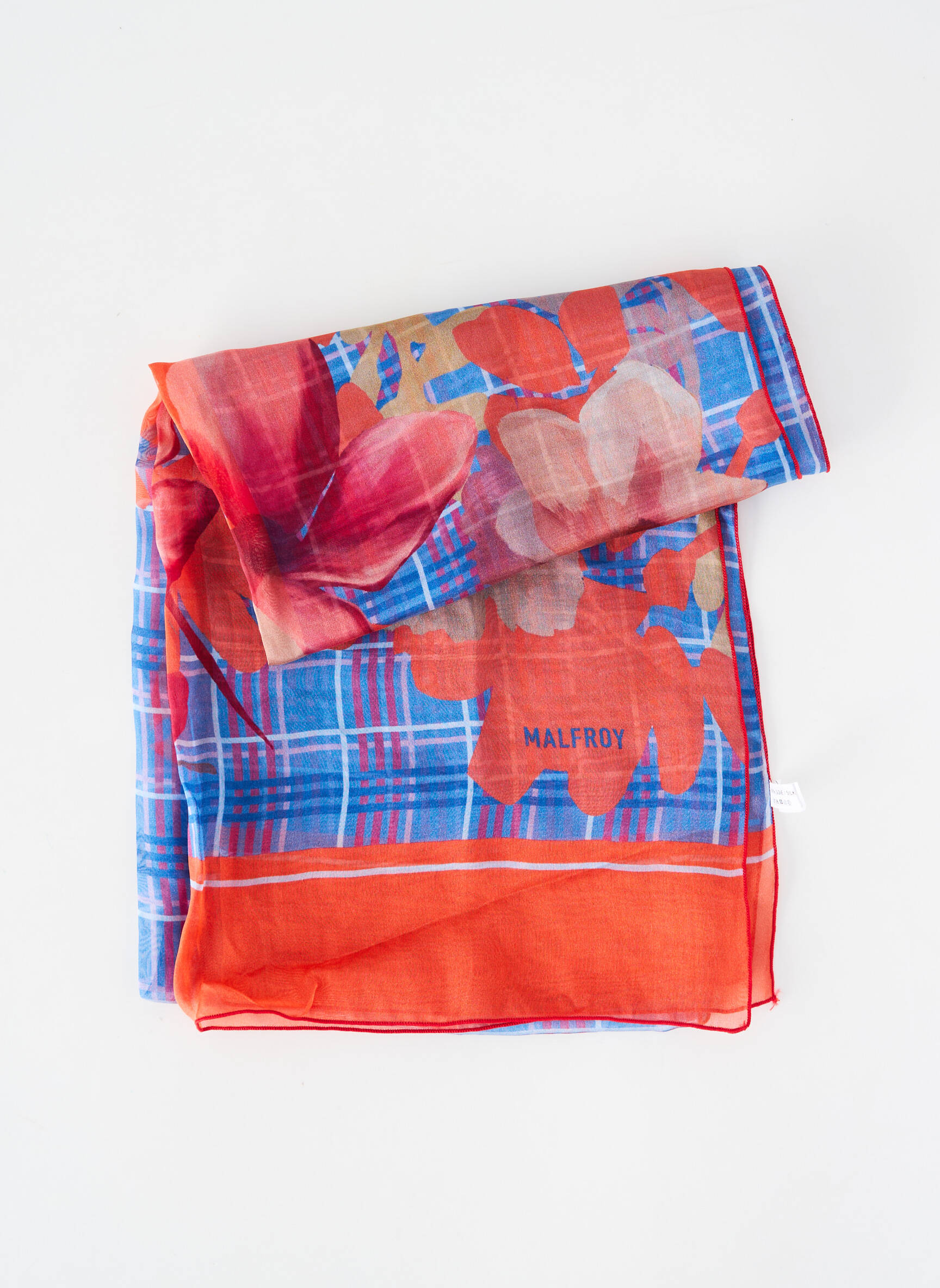 Foulard effet matière satinée bleu MALFROY femme