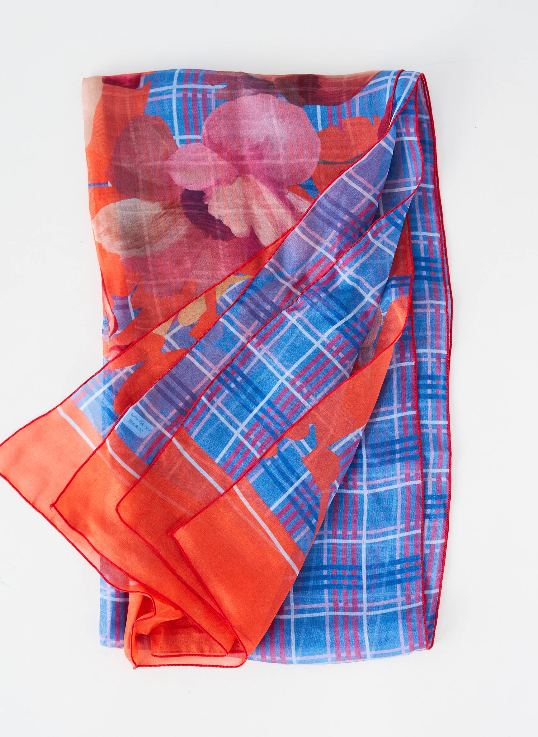 Foulard effet matière satinée bleu MALFROY femme