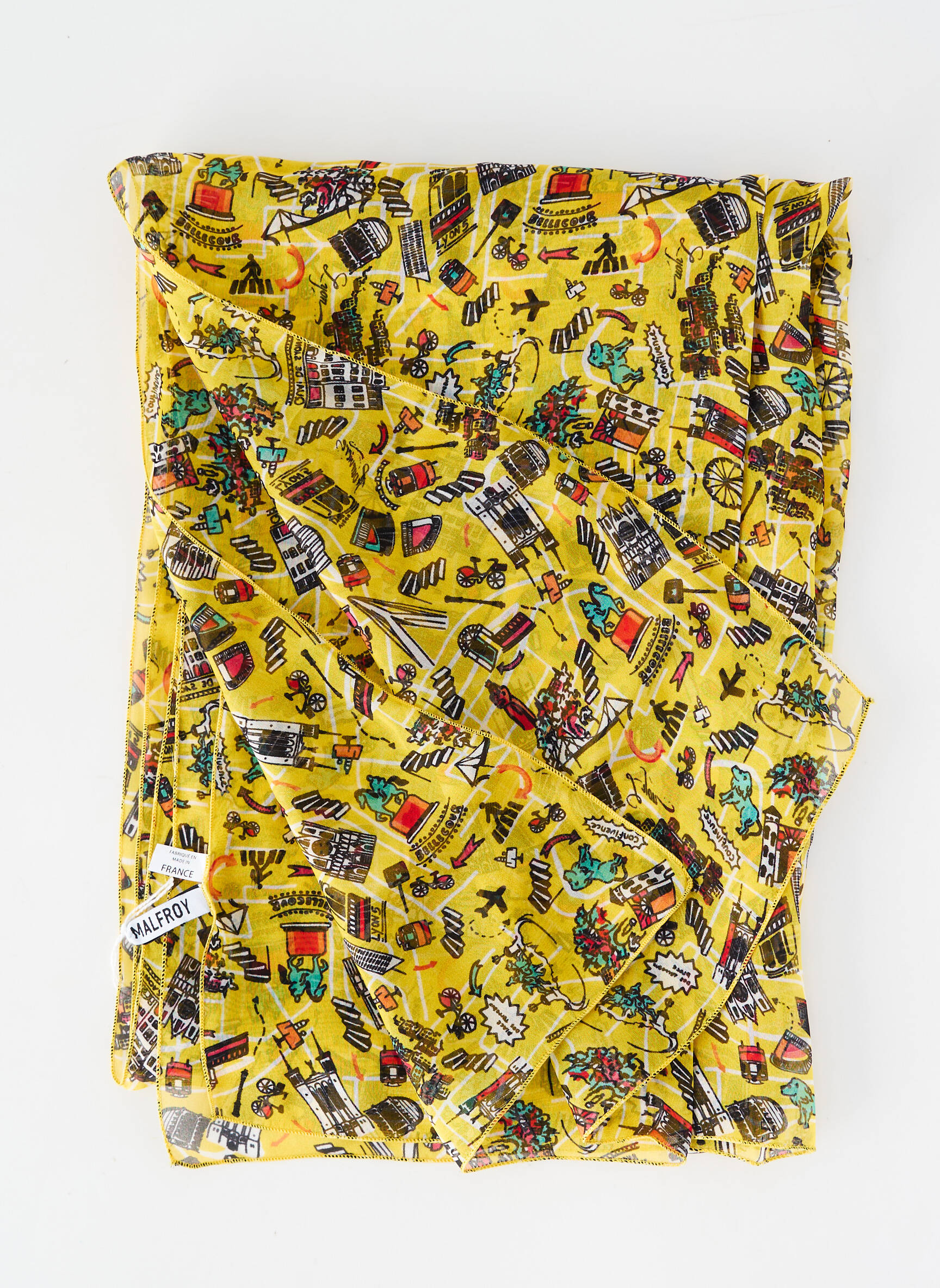 Foulard légère et transparente jaune MALFROY femme
