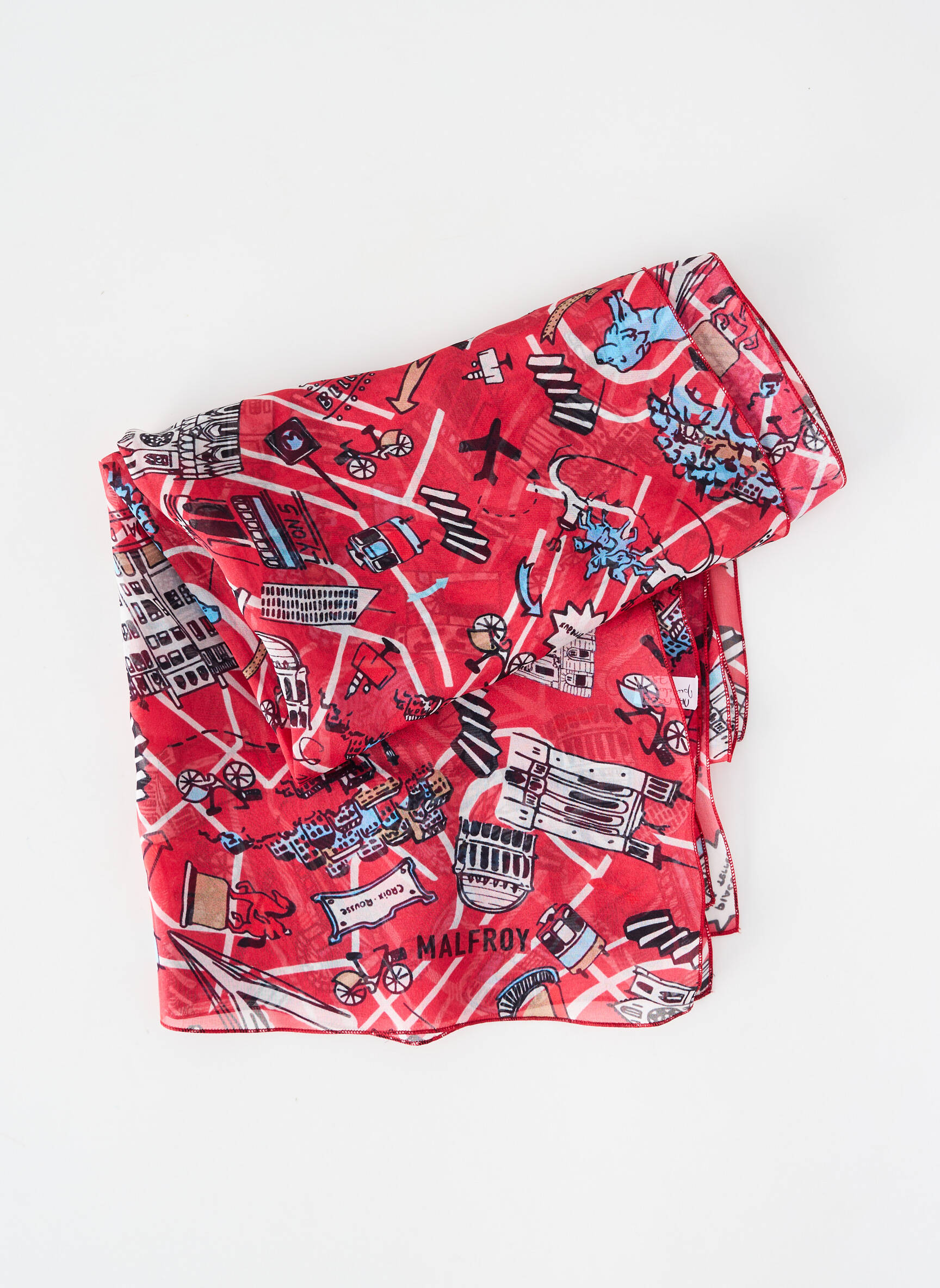 Foulard légère et transparente rouge MALFROY femme