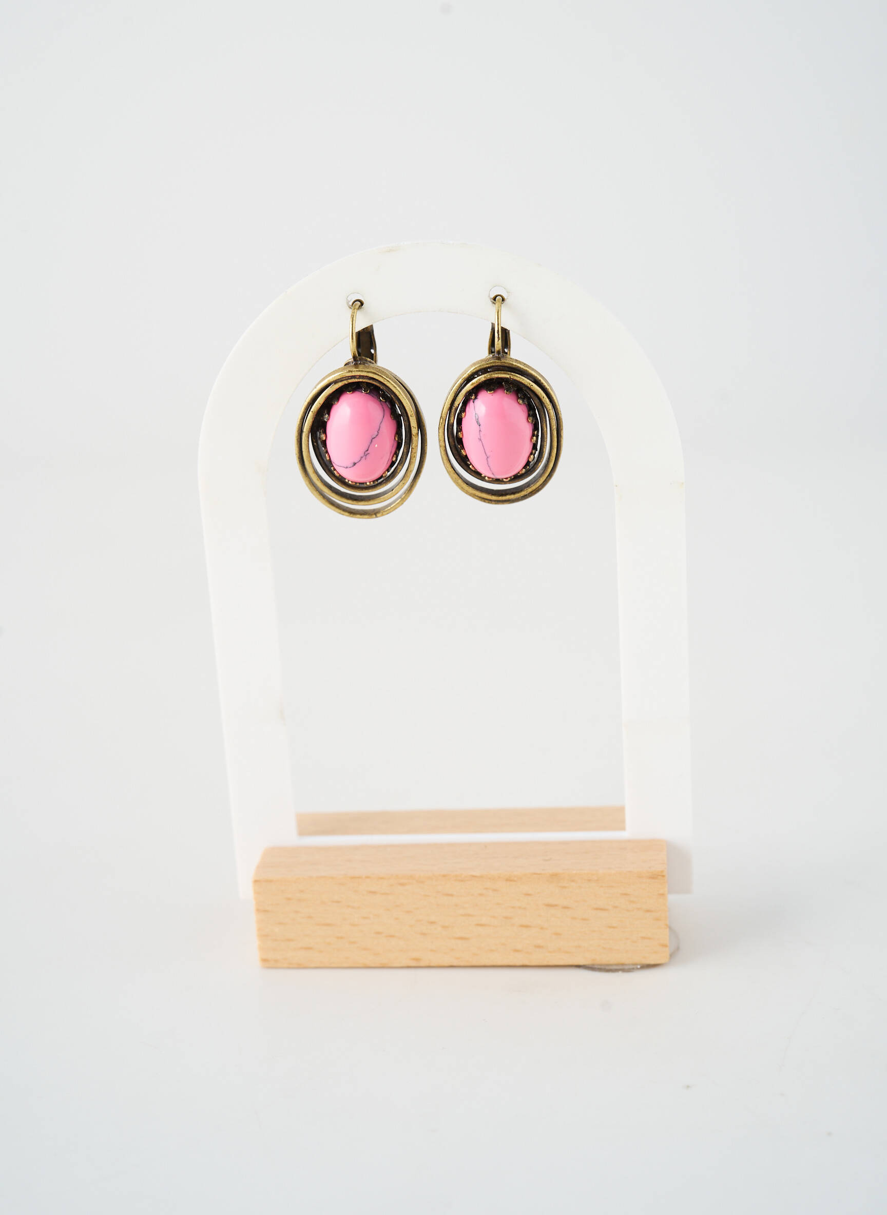 Boucles d’oreilles ornement pierre rose KONPLOTT femme
