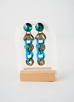 Boucles d’oreilles matériaux métal bleu KONPLOTT femme