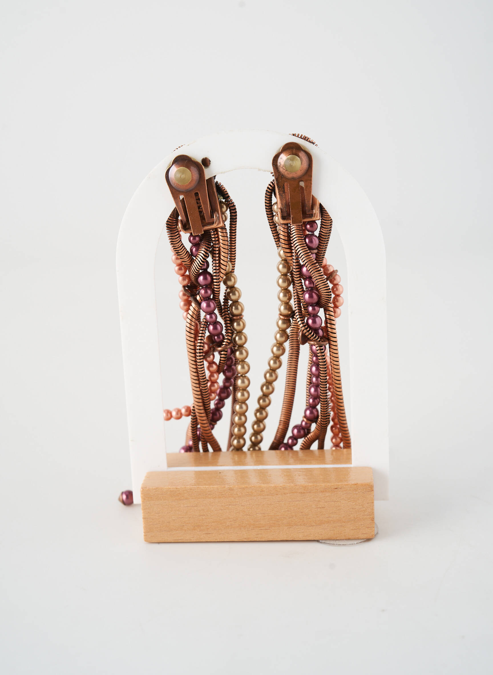 Boucles d’oreilles fermeture fermoir clips rose KONPLOTT femme