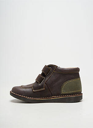 Bottines/boots matière lisse bout rond marron KICKERS enfant