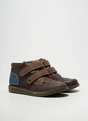 Bottines/boots matière lisse bout rond marron KICKERS enfant