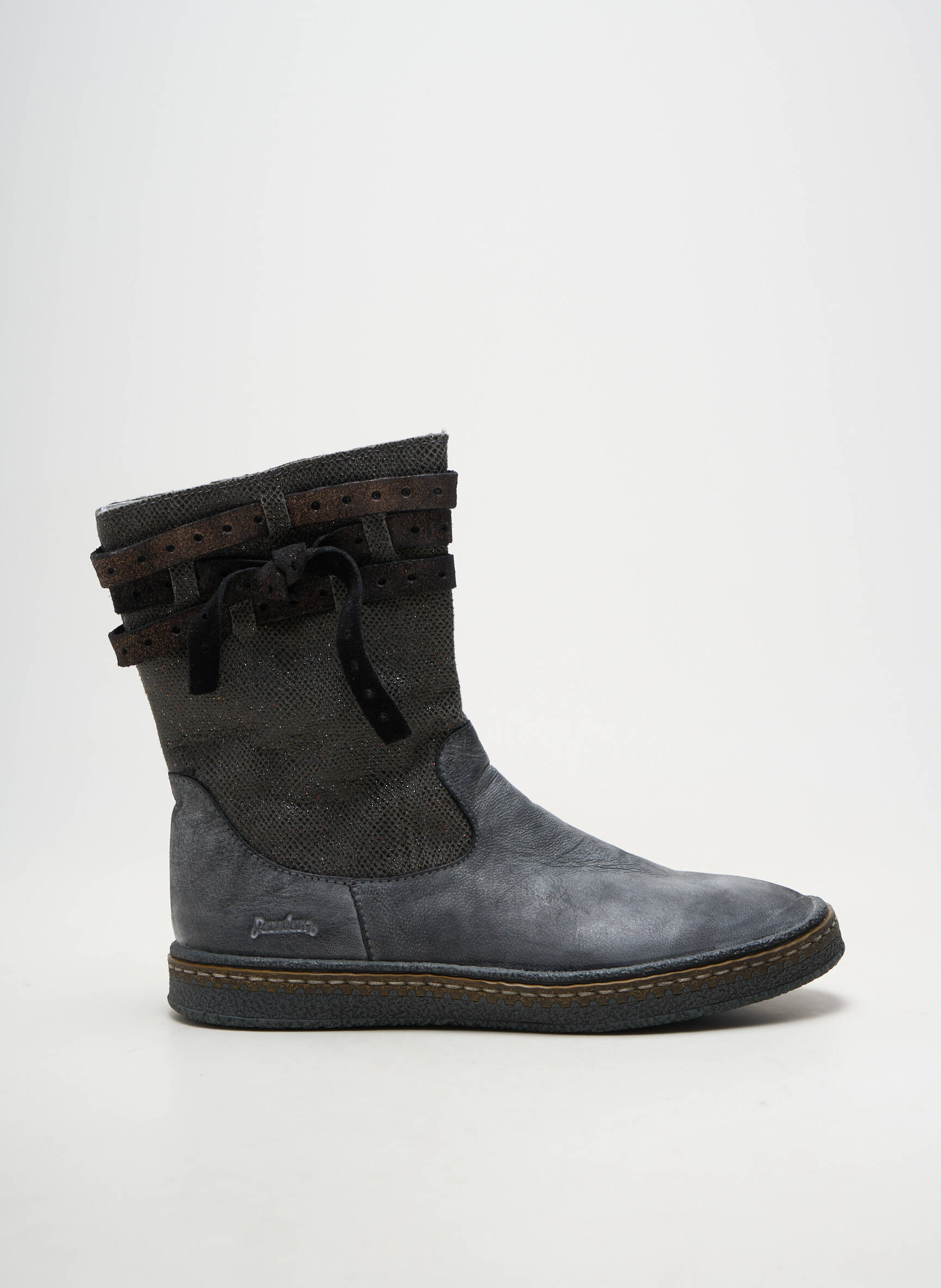 Bottines/boots matière lisse bout rond gris RAMDAM fille