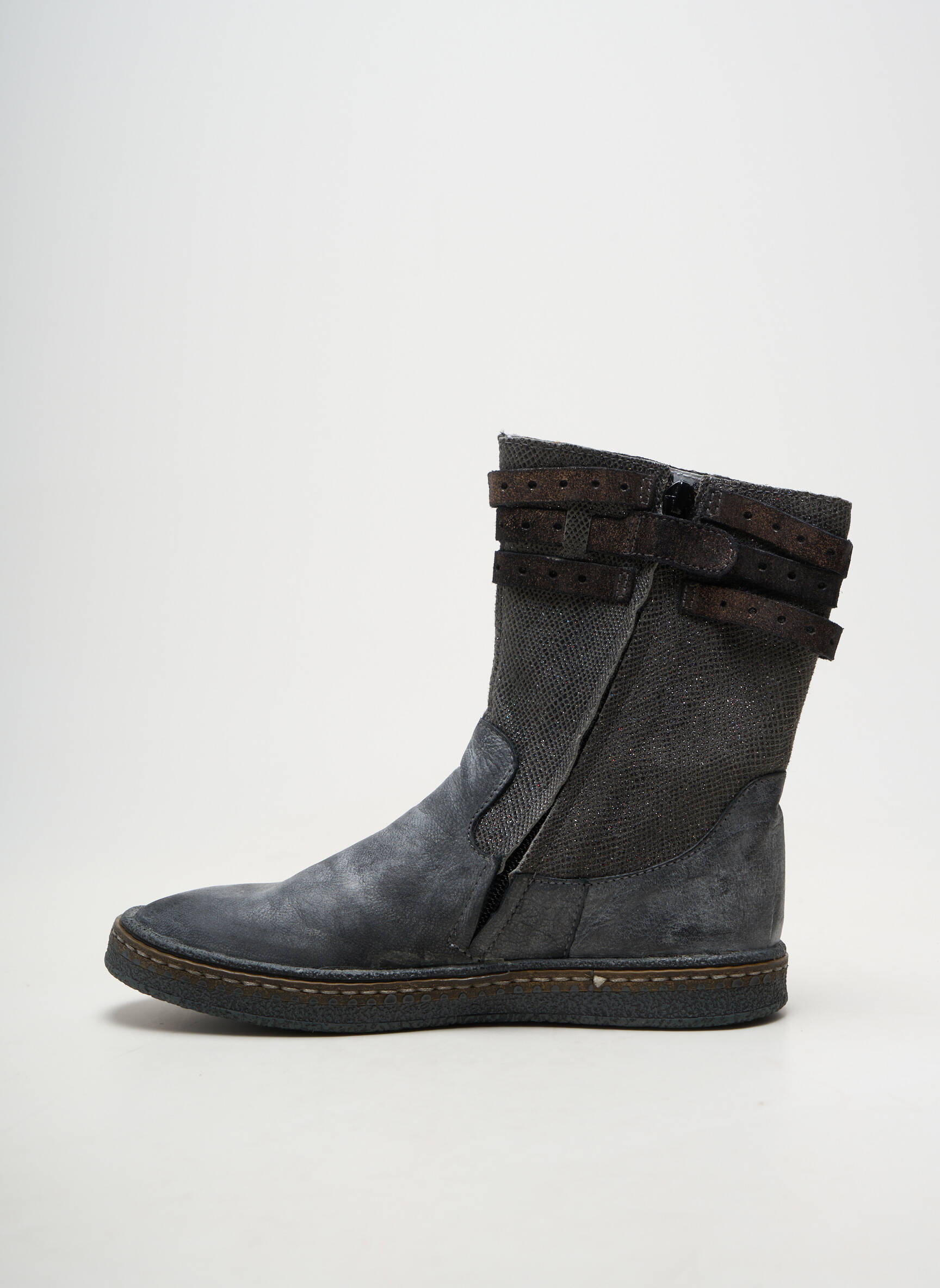 Bottines/boots matière lisse bout rond gris RAMDAM fille