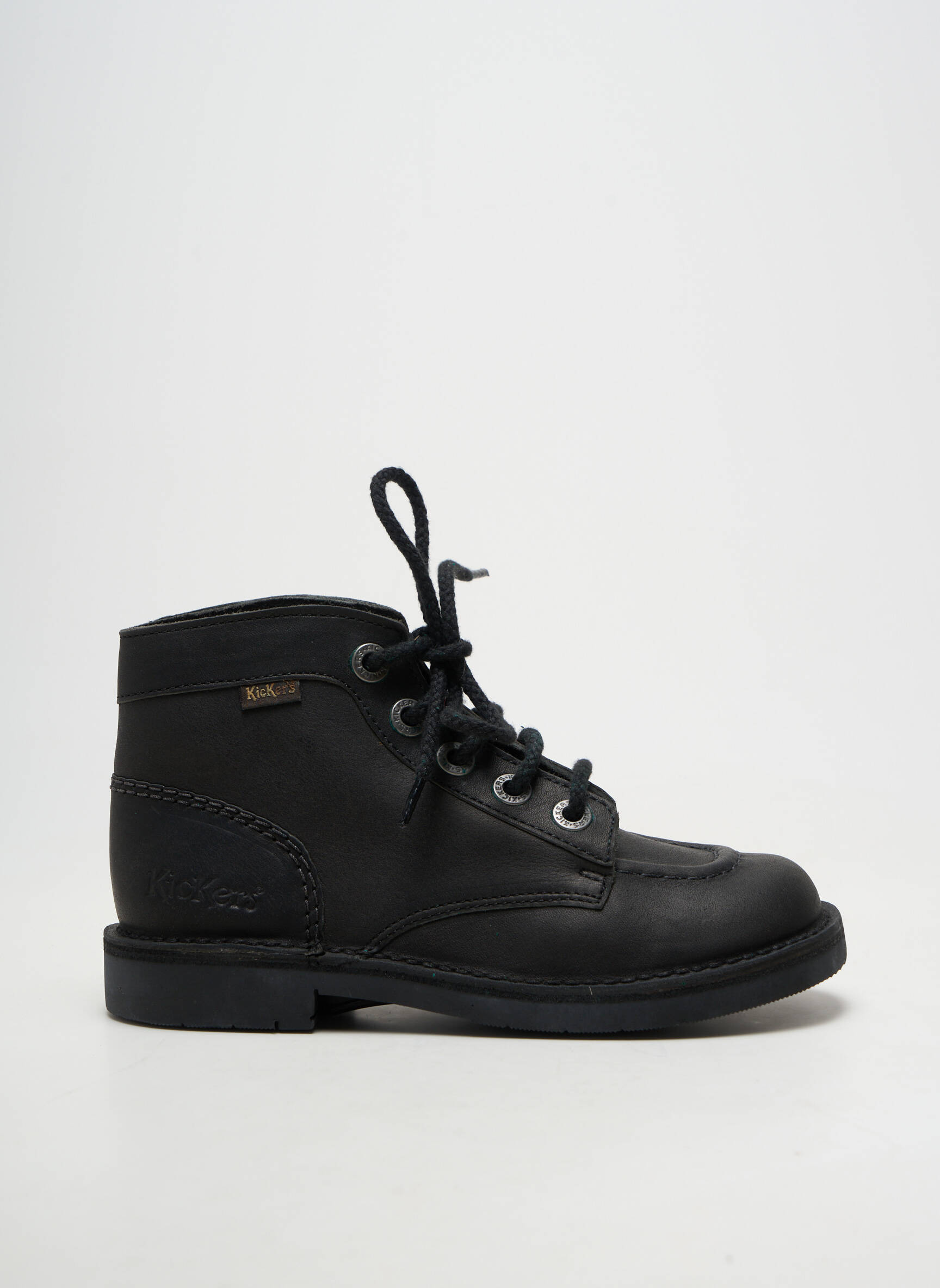 Bottines/boots matière lisse talon bas noir KICKERS enfant