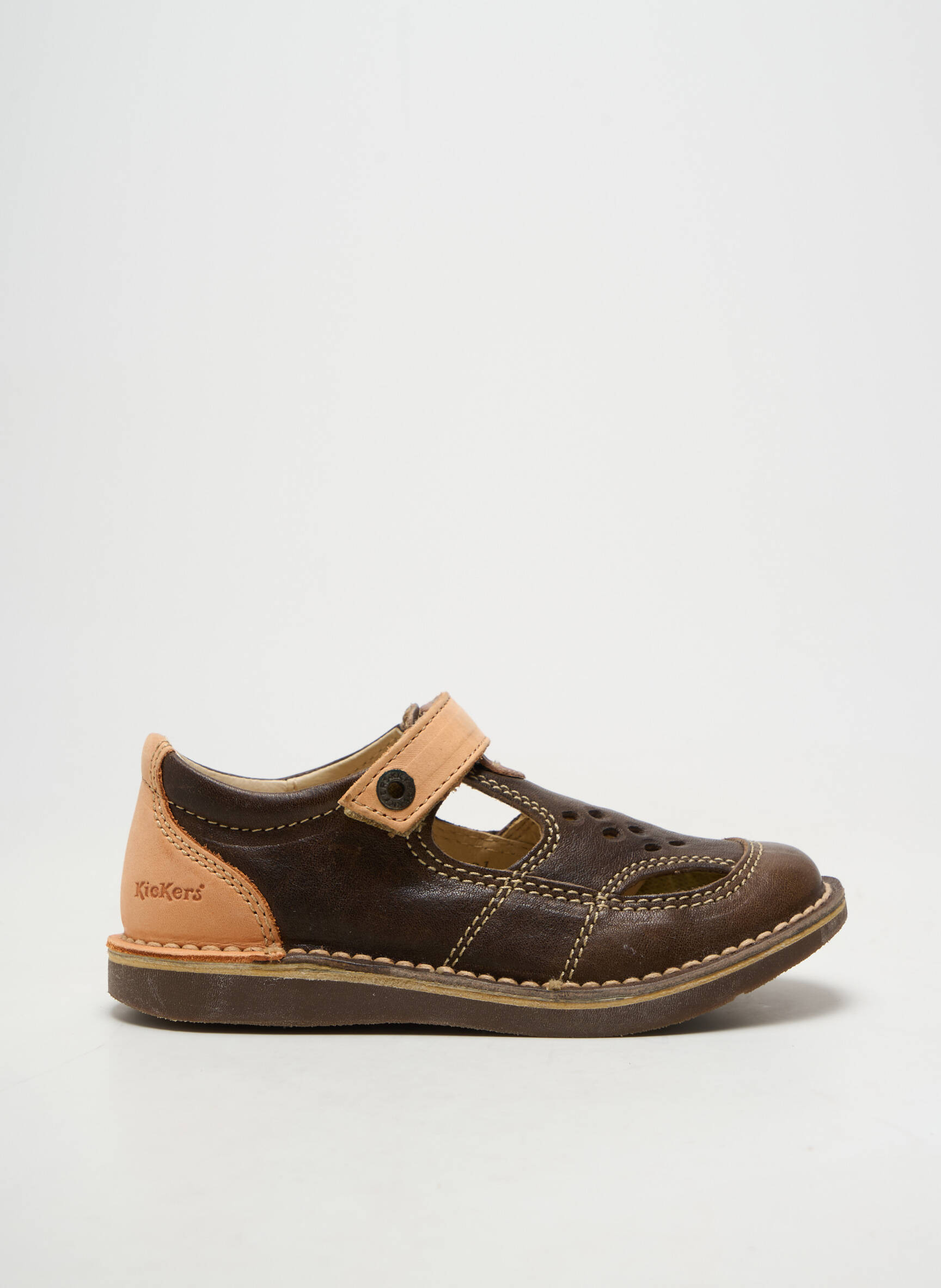 Ballerines matière lisse bout rond marron KICKERS fille