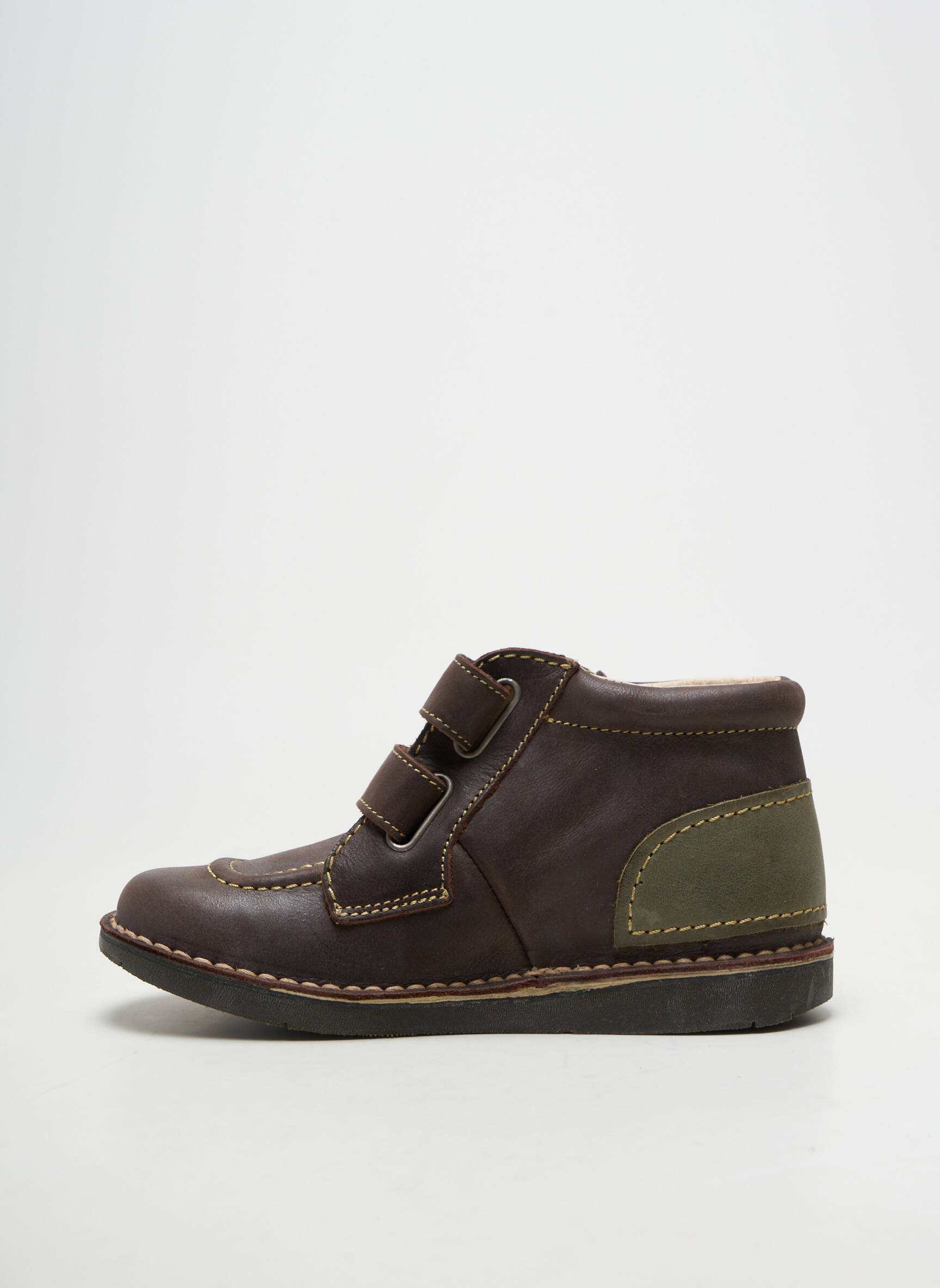 Bottines/boots matière lisse bout rond marron KICKERS enfant