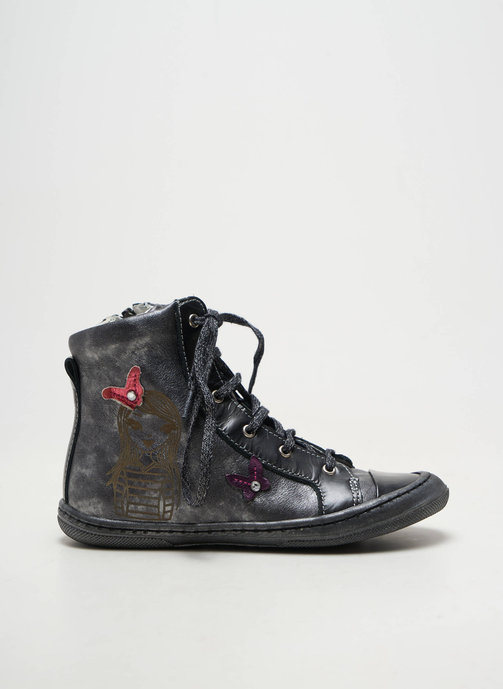 Baskets matière lisse bout rond gris BELLAMY fille