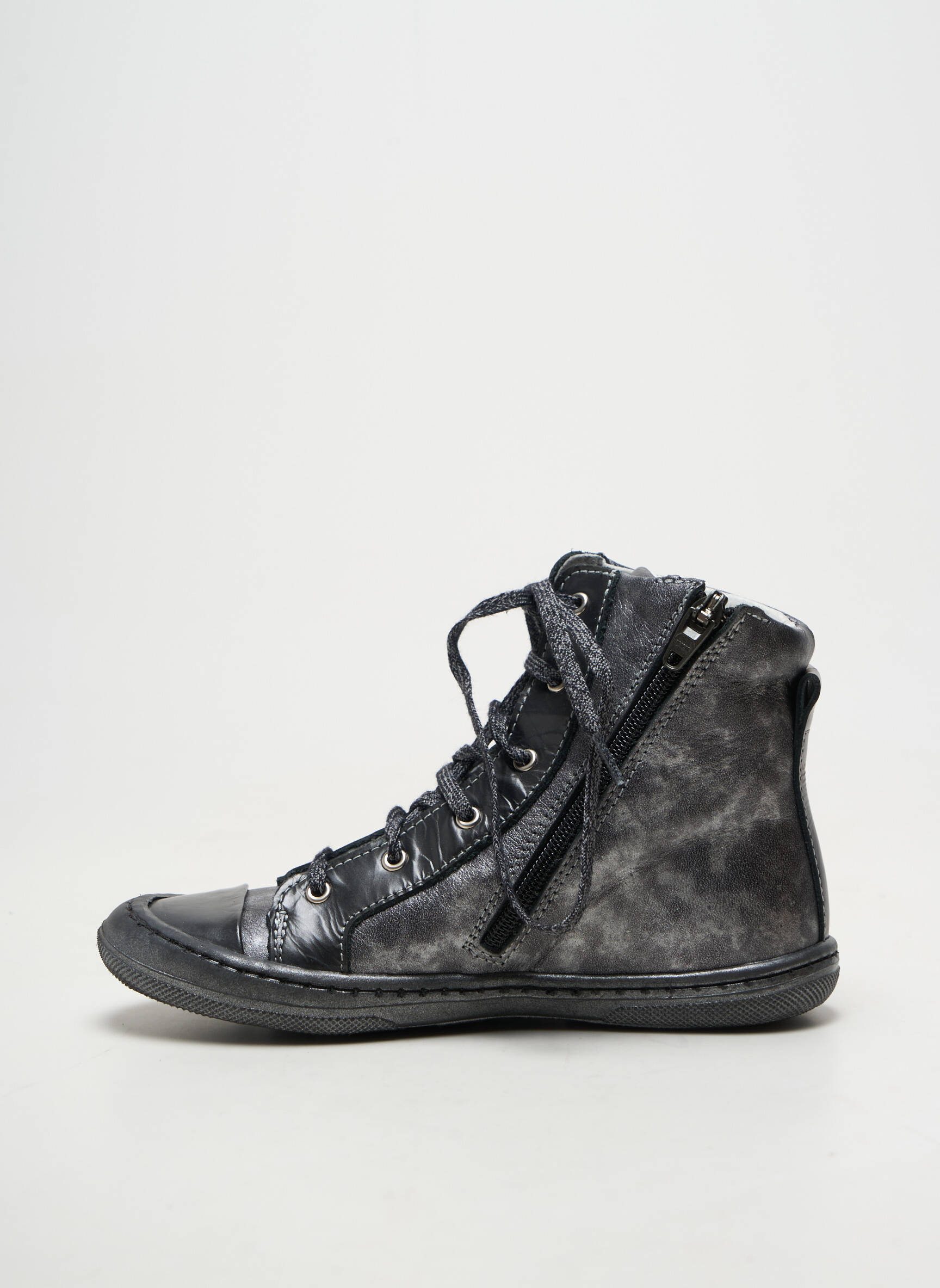 Baskets matière lisse bout rond gris BELLAMY fille
