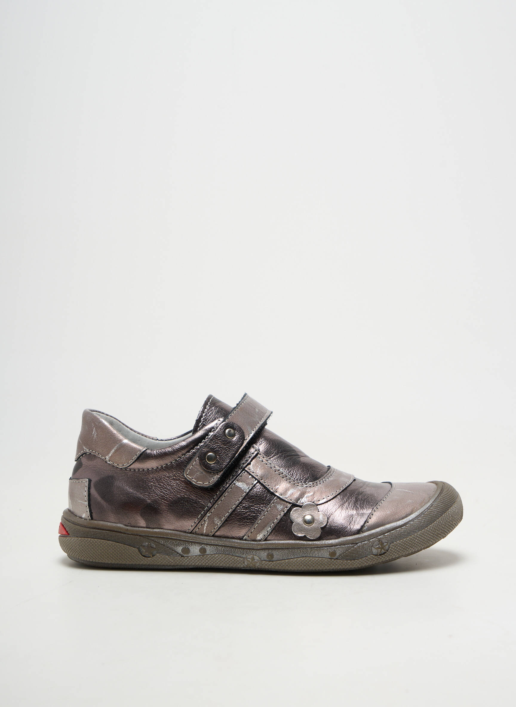 Baskets matière lisse bout rond gris BELLAMY fille