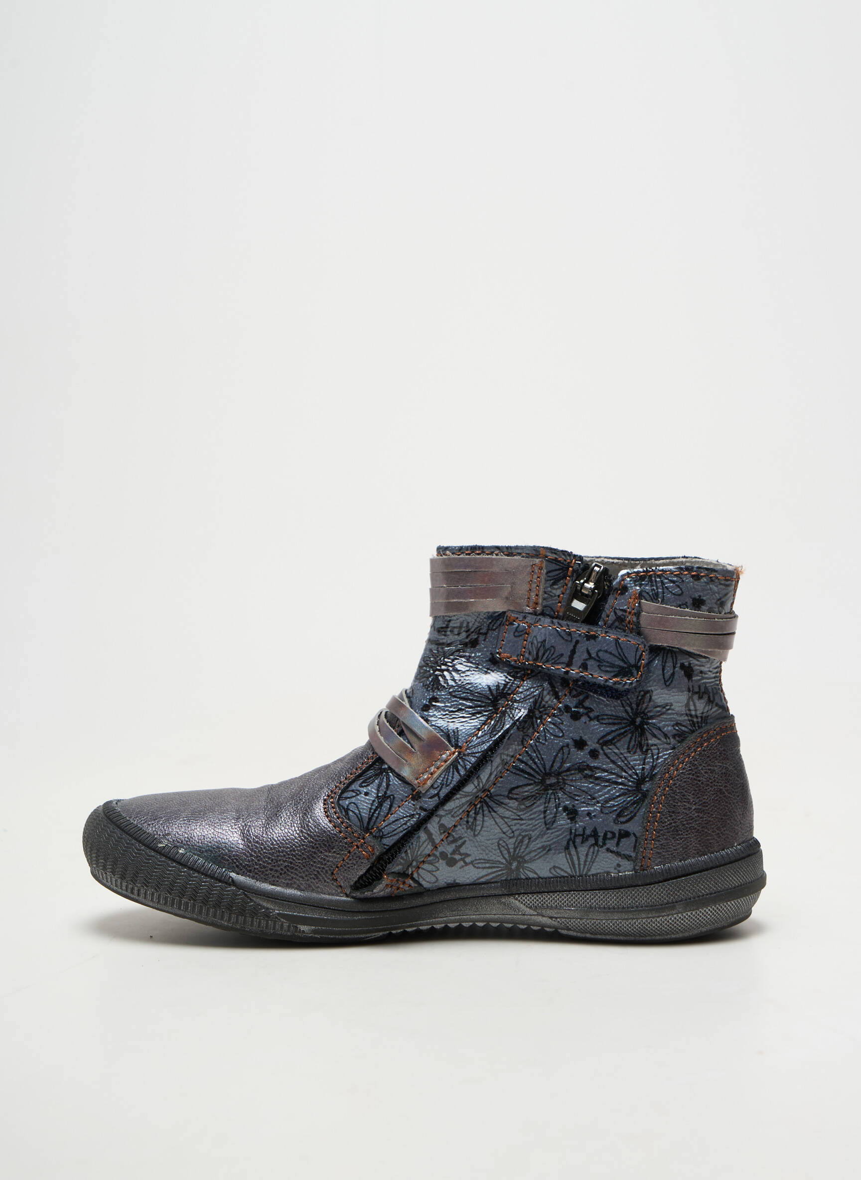 Bottines/boots matière lisse bout rond bleu GBB fille