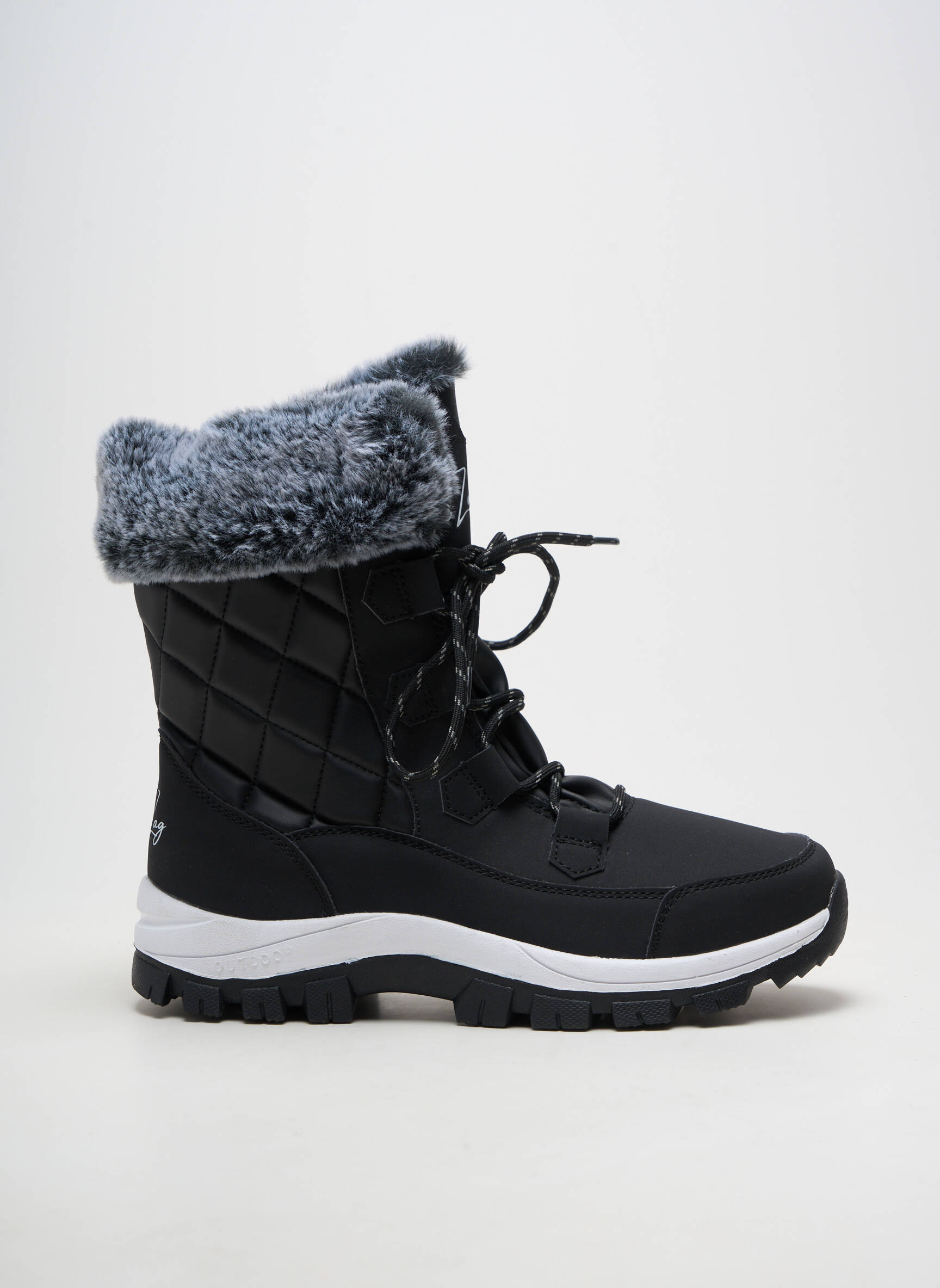 Bottes matière lisse talon plat jusqu'à 3cm noir ZIG ZAG femme