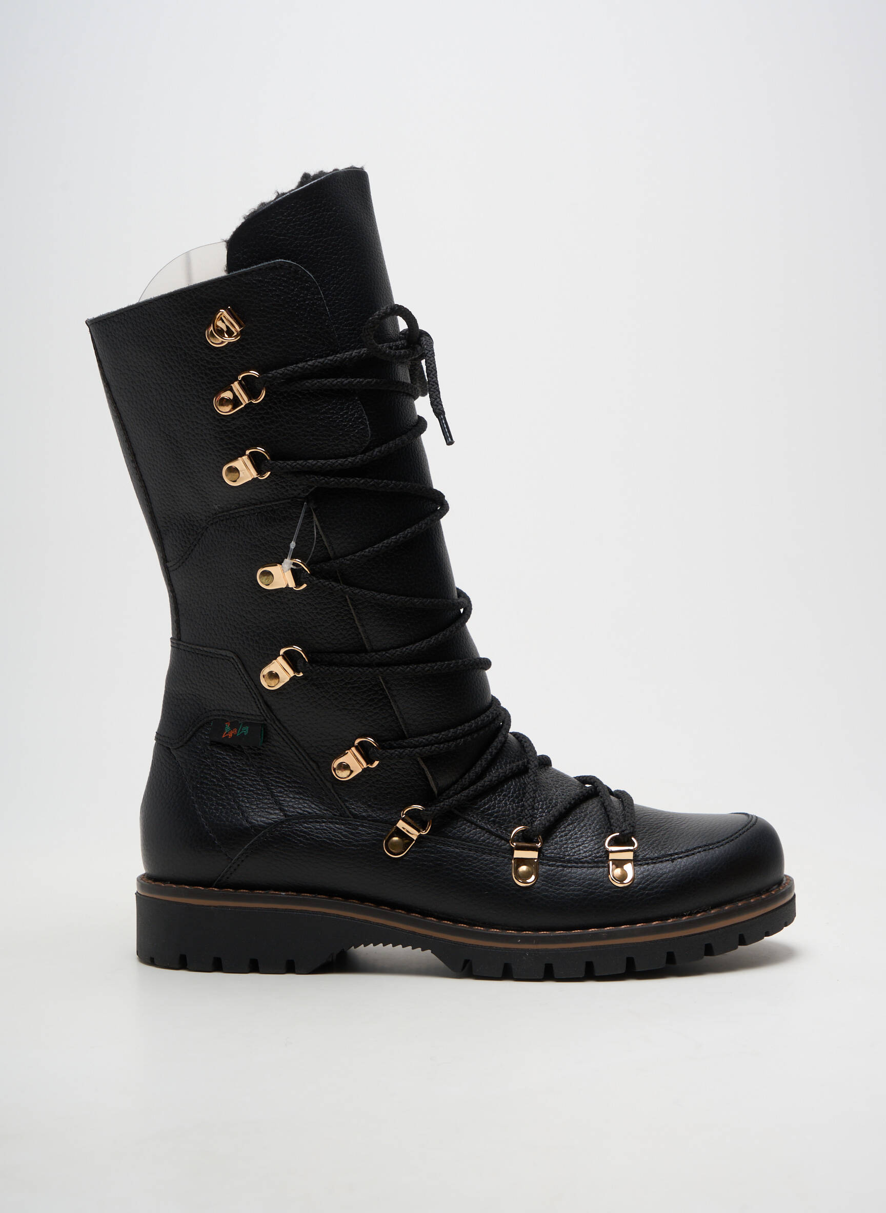 Bottes matière lisse talon plat jusqu'à 3cm noir ZIG ZAG femme