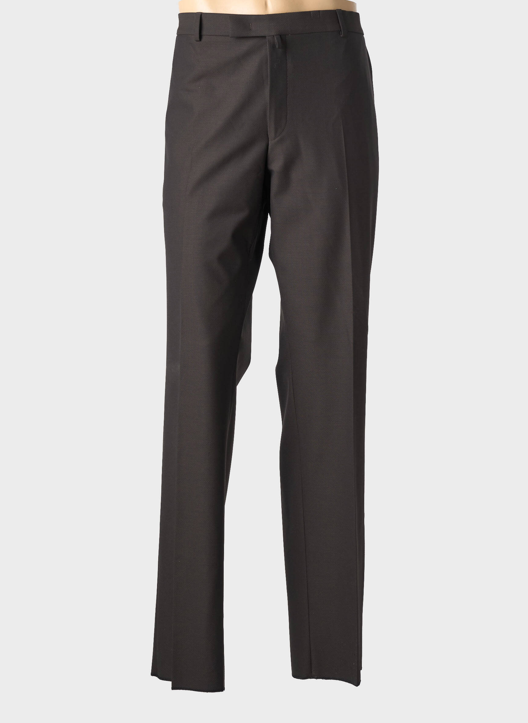 Pantalon droit fermeture zippée sous rabat avec crochet taille normale noir BRUNO SAINT HILAIRE homme