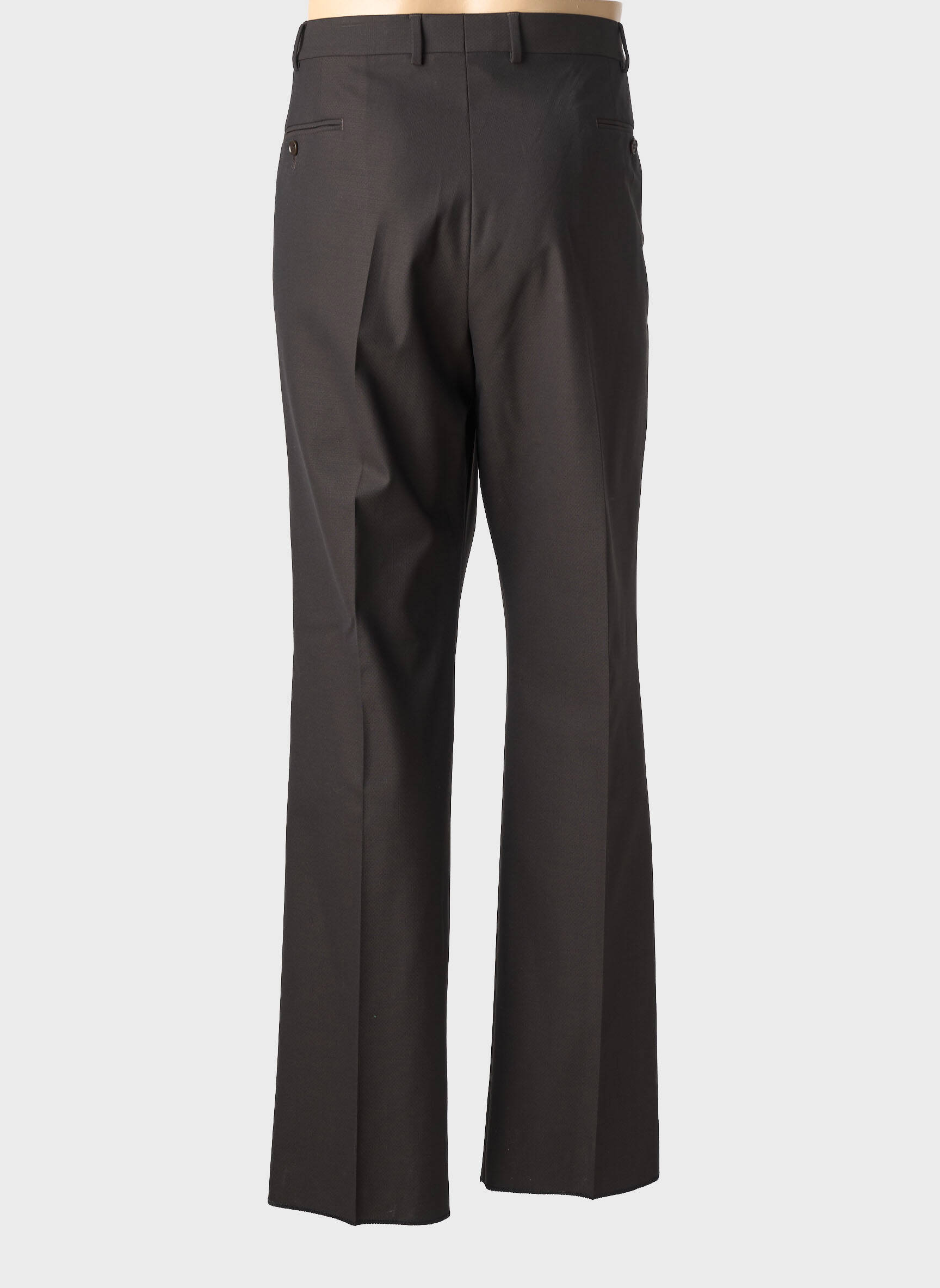 Pantalon droit fermeture zippée sous rabat avec crochet taille normale noir BRUNO SAINT HILAIRE homme