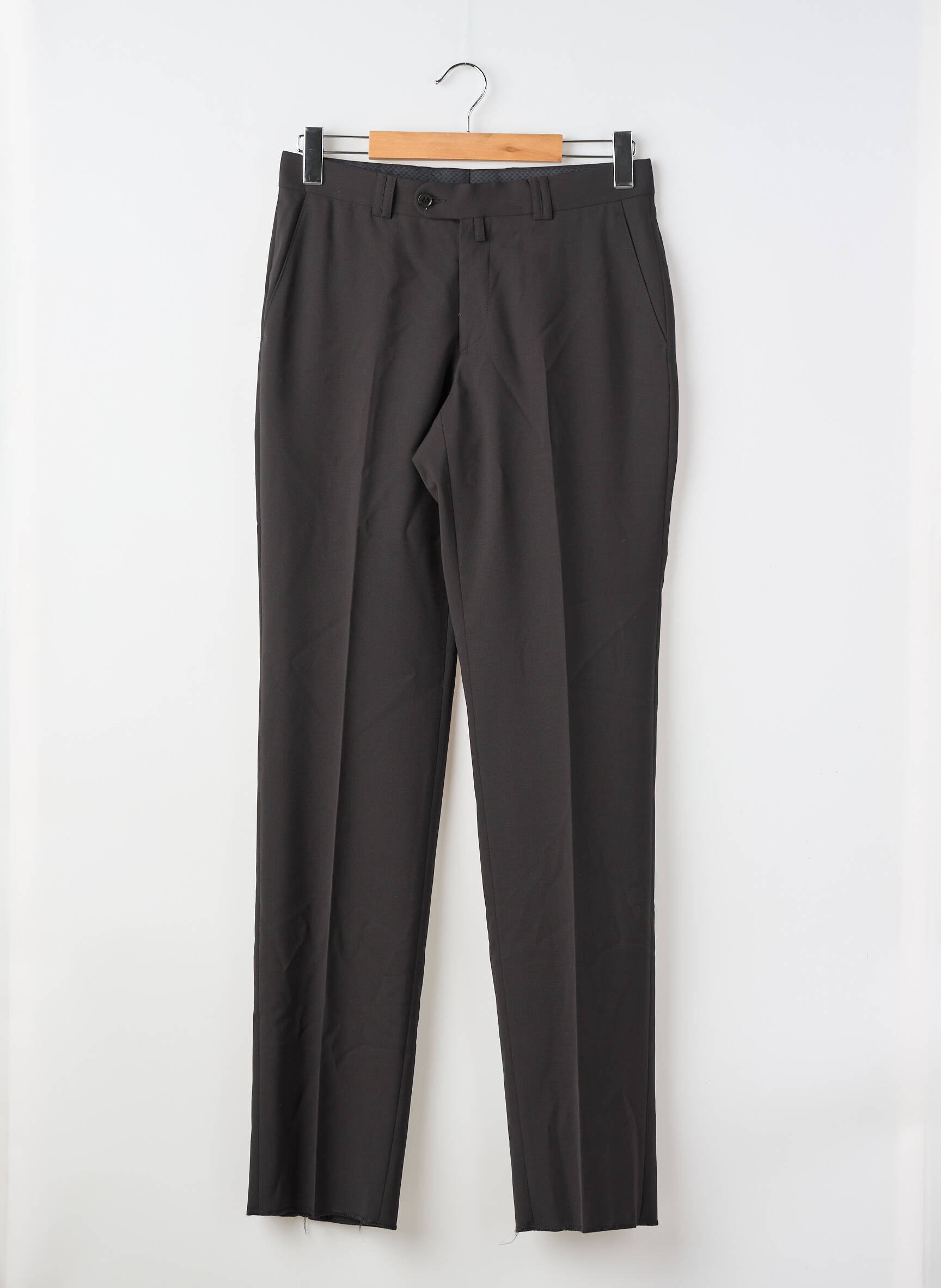 Pantalon droit taille à pinces taille normale noir BRUNO SAINT HILAIRE homme