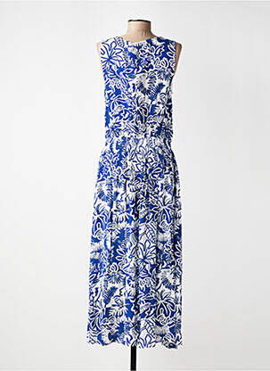 Robe longue imprimé fleurs sans manche bleu ELLE EST OU LA MER femme