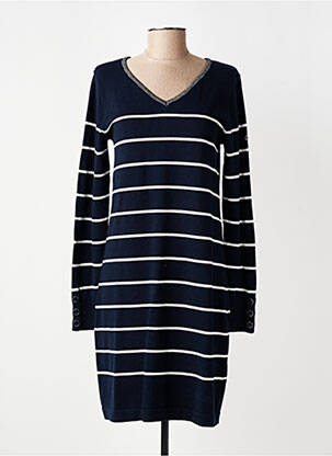 Robe pull col v manches longues bleu ELLE EST OU LA MER femme