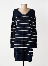 Robe pull col v manches longues bleu ELLE EST OU LA MER femme