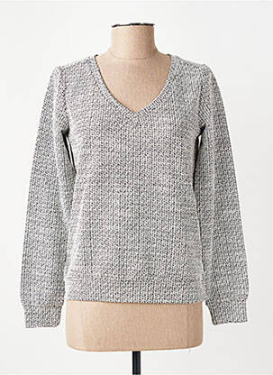 Pull tissage chiné manches longues gris SUN VALLEY femme
