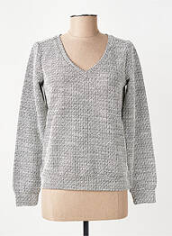 Pull tissage chiné manches longues gris SUN VALLEY femme