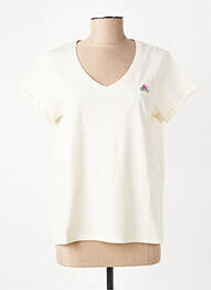 T-shirt coupe droite manches courtes beige ELLE EST OU LA MER femme