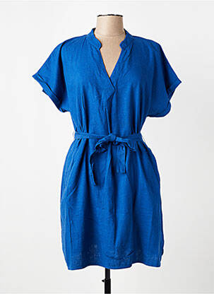 Robe courte manches courtes manches courtes bleu ELLE EST OU LA MER femme