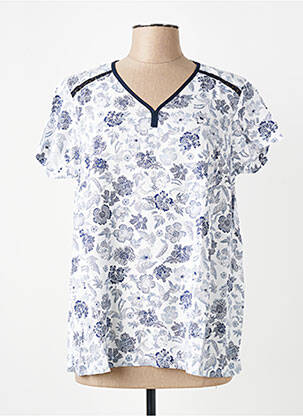 Blouse manches courtes manches courtes bleu ELLE EST OU LA MER femme