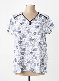 Blouse tissage popeline manches courtes bleu ELLE EST OU LA MER femme