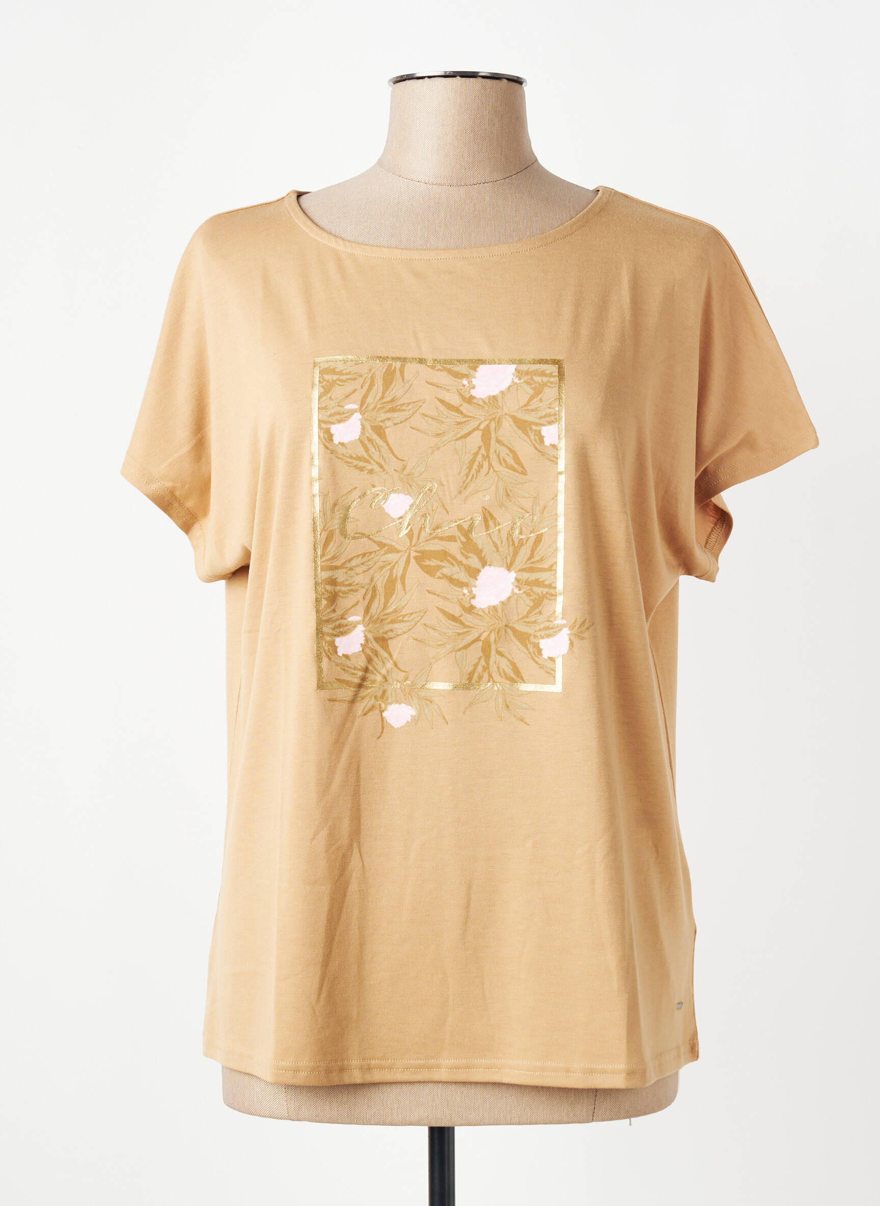 T-shirt coupe droite manches courtes beige LUHTA femme
