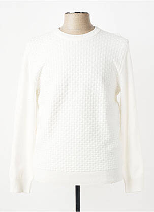 Pull stretch manches longues blanc ELLE EST OU LA MER homme