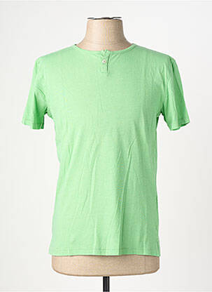 T-shirt col tunisien manches courtes vert EUROPANN homme