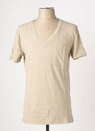 T-shirt tissage chiné manches courtes marron EUROPANN homme