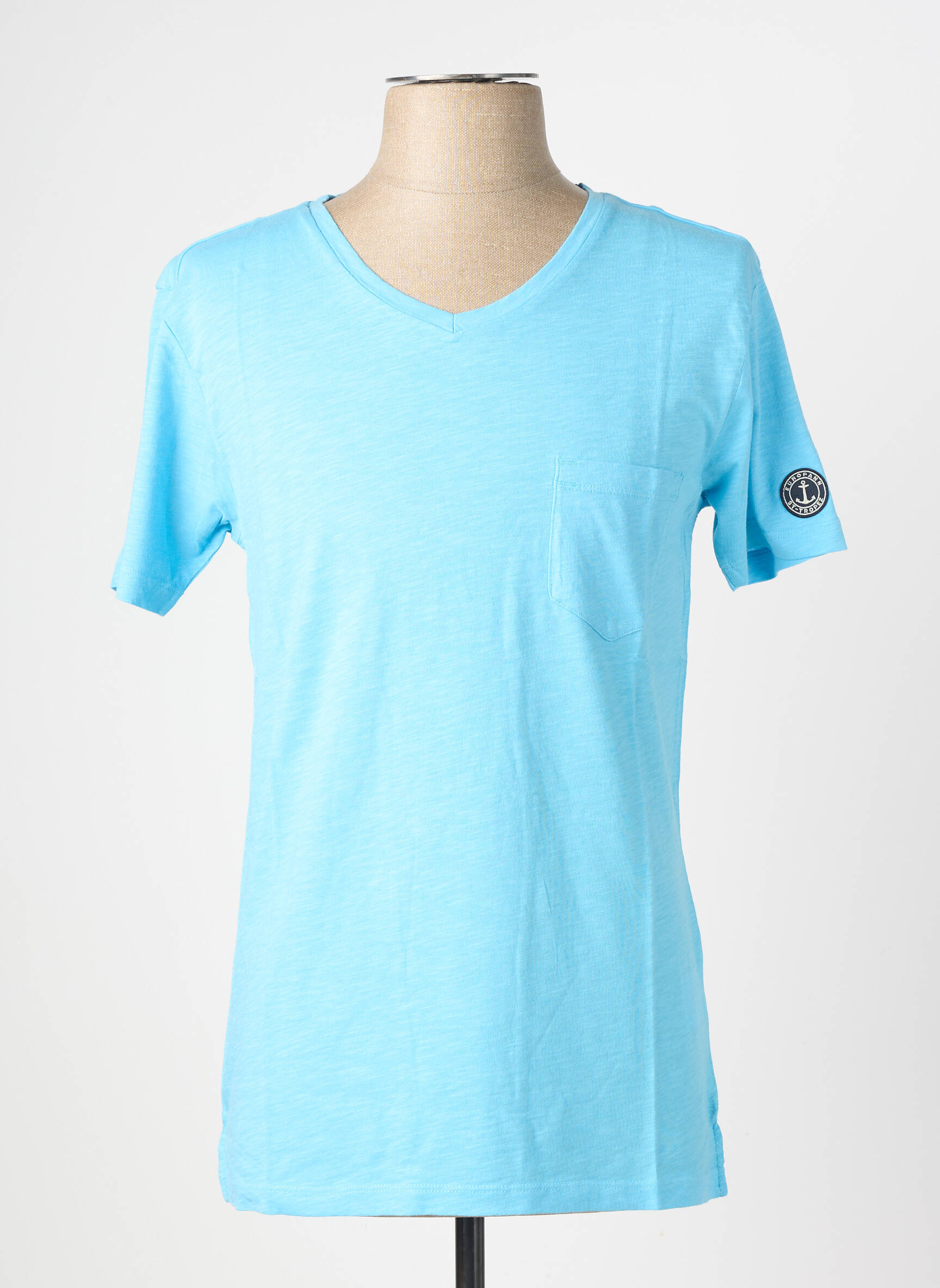 T-shirt coupe cintrée manches courtes bleu clair EUROPANN homme
