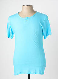 T-shirt col tunisien manches courtes bleu EUROPANN homme