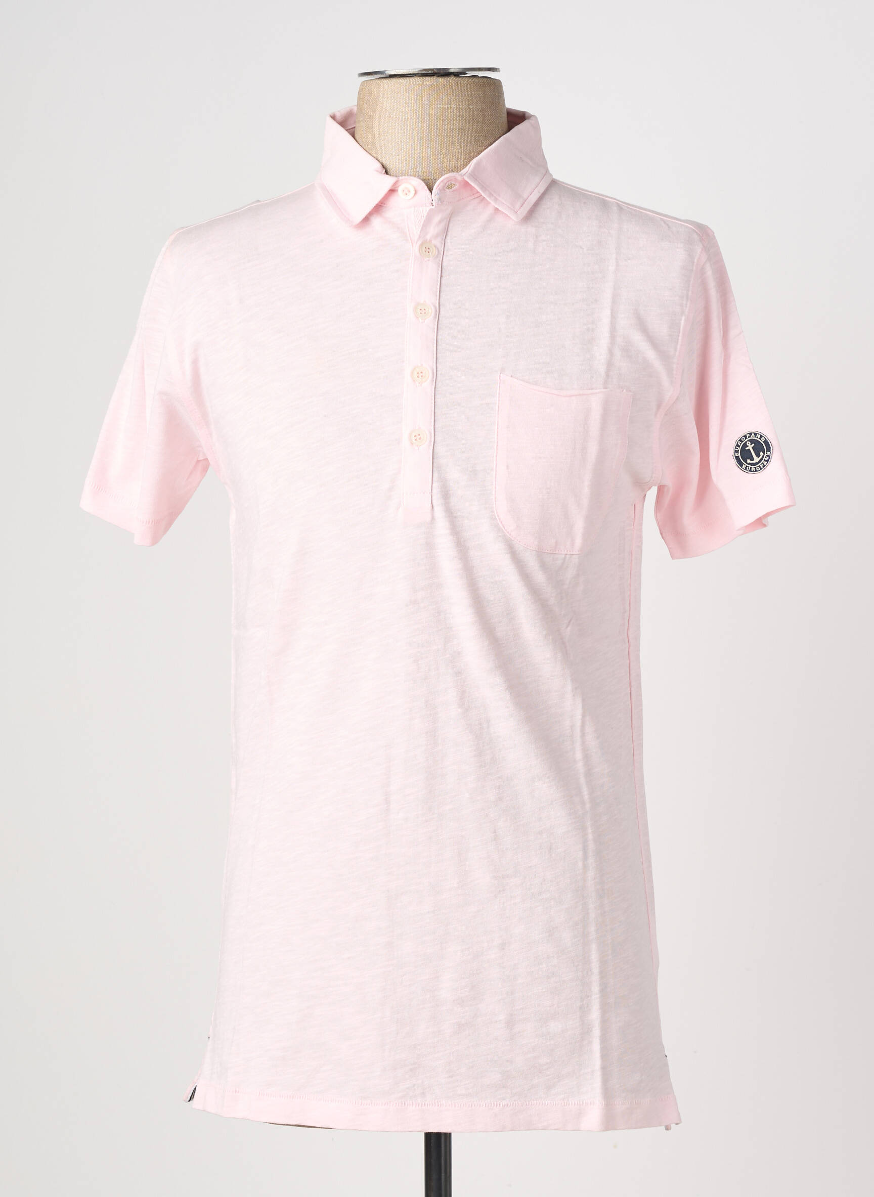 Polo coupe cintrée manches courtes rose clair EUROPANN homme