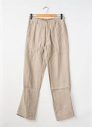 Pantalon droit tissage popeline taille normale marron EUROPANN homme