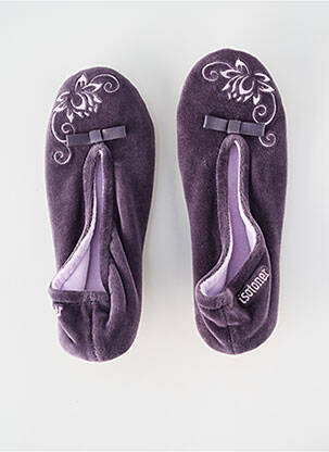 Chaussons/pantoufles semelle extérieure cuir talon plat jusqu'à 3cm violet ISOTONER femme