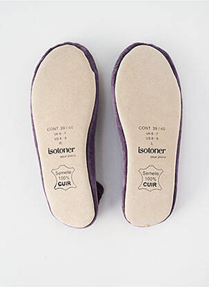 Chaussons/pantoufles semelle extérieure cuir talon plat jusqu'à 3cm violet ISOTONER femme
