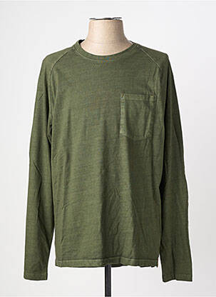 T-shirt col tunisien manches longues vert IRON AND RESIN homme