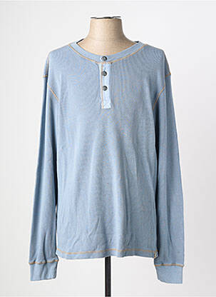 T-shirt col tunisien manches longues bleu IRON AND RESIN homme