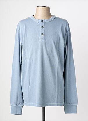 T-shirt col tunisien manches longues bleu IRON AND RESIN homme
