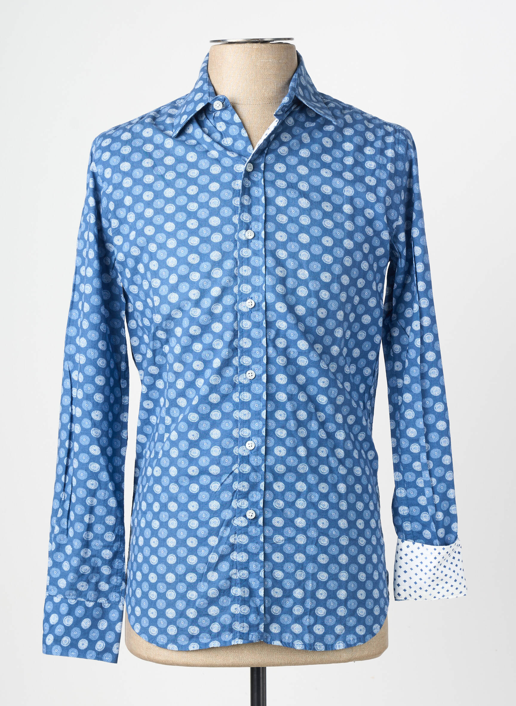 Chemise manches longues imprimé fantaisie bleu EUROPANN homme