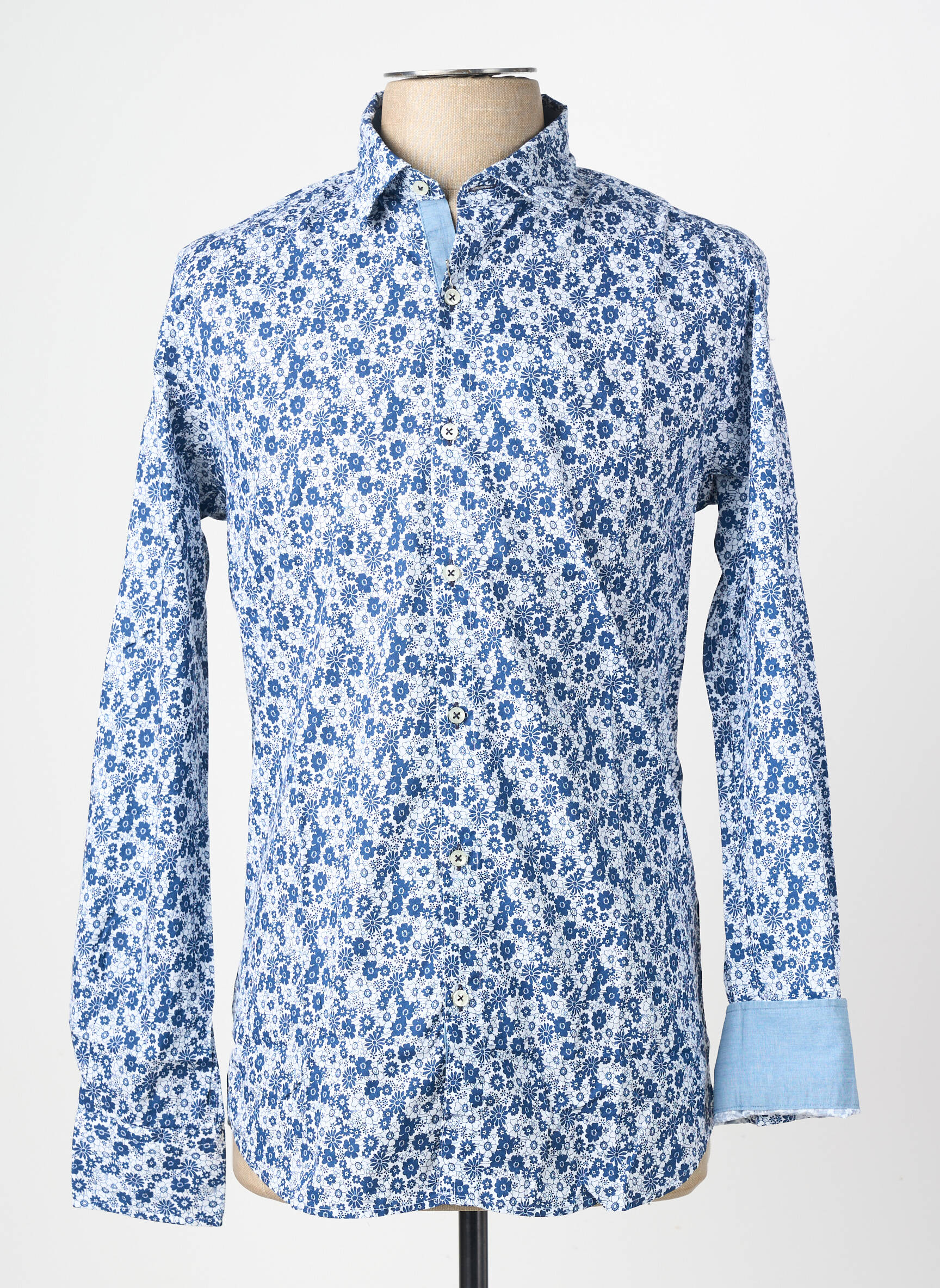 Chemise manches longues coupe cintrée bleu EUROPANN homme